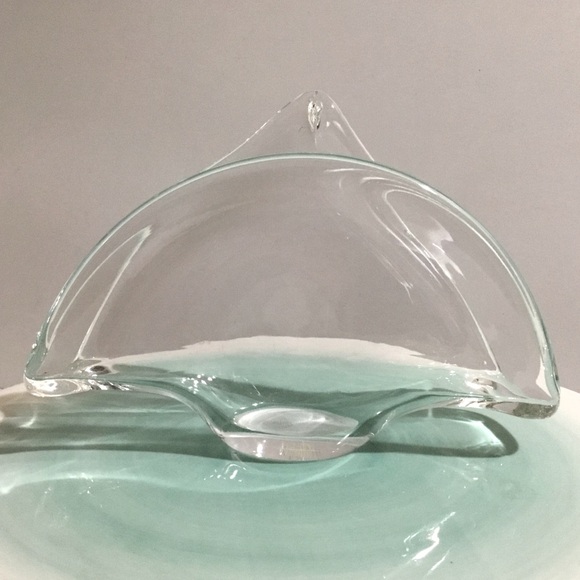 Vintage handblown clear crystal art glass napkin holder - Picture 1 of 6